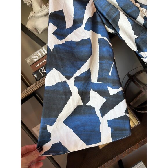 Milly Cabana Ocean Puzzle Satin Romper Navy Womens Size Medium - Picture 6 of 12